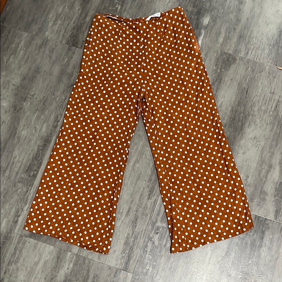 FAITHFULL The Brand Amber Linen Polka Dot Size 8 Wide Leg Pants Pockets - Picture 4 of 9